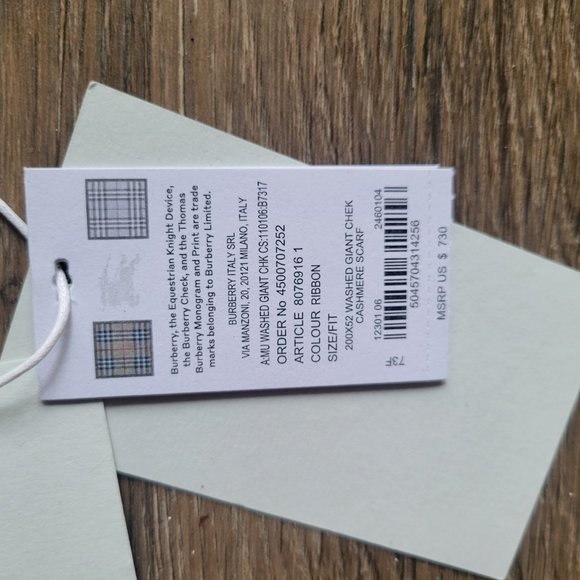 New With Tags Burberry Giant Check Cashmere Scarf for Women In Ribbon Color - Picture 15 of 15